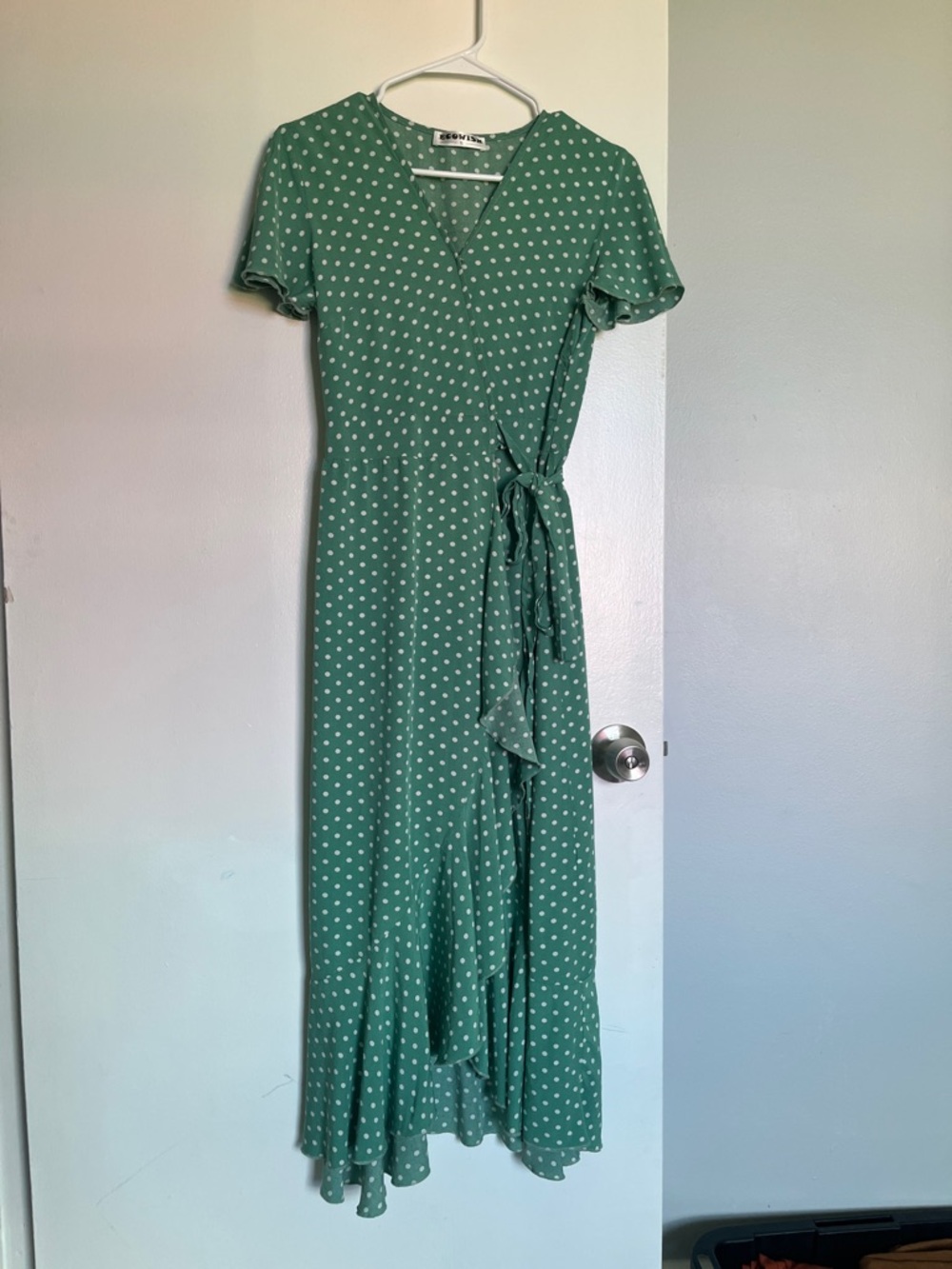 Green Polka Dot Wrap Dress